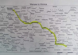 Карта автобусного рейсу Вінниця – Варшава (Варшава – Вінниця)