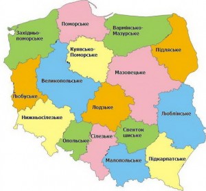 Воєводства Польщі - Карта