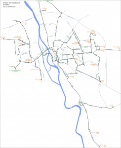 Карта автобусних ліній у Ополе