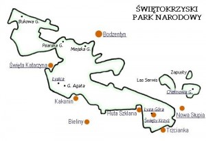 Карта Свентокшиського національного парку