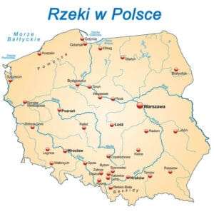 Річки Польщі на карті